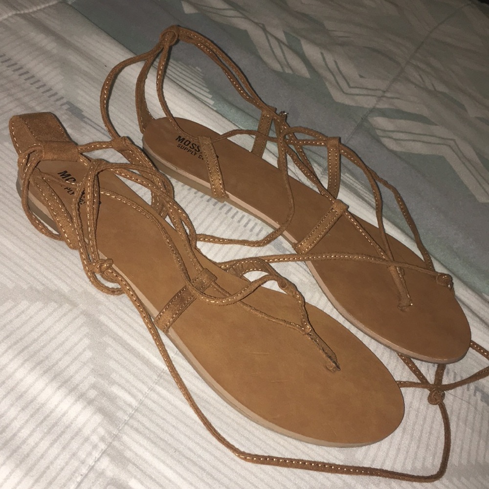 Brown tie up sandals